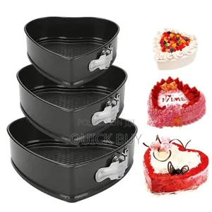 Three Non-Stick Heart-Shaped Springform Cake Pans.