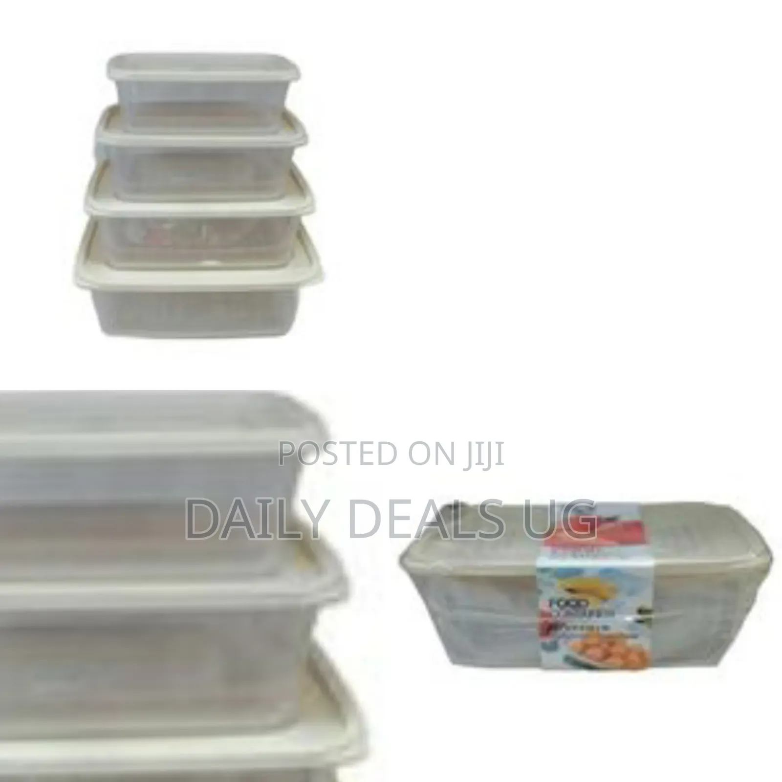 4 Piece Rectangular Plastic Food Storage Containers Set