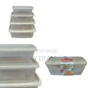 4 Piece Rectangular Plastic Food Storage Containers Set