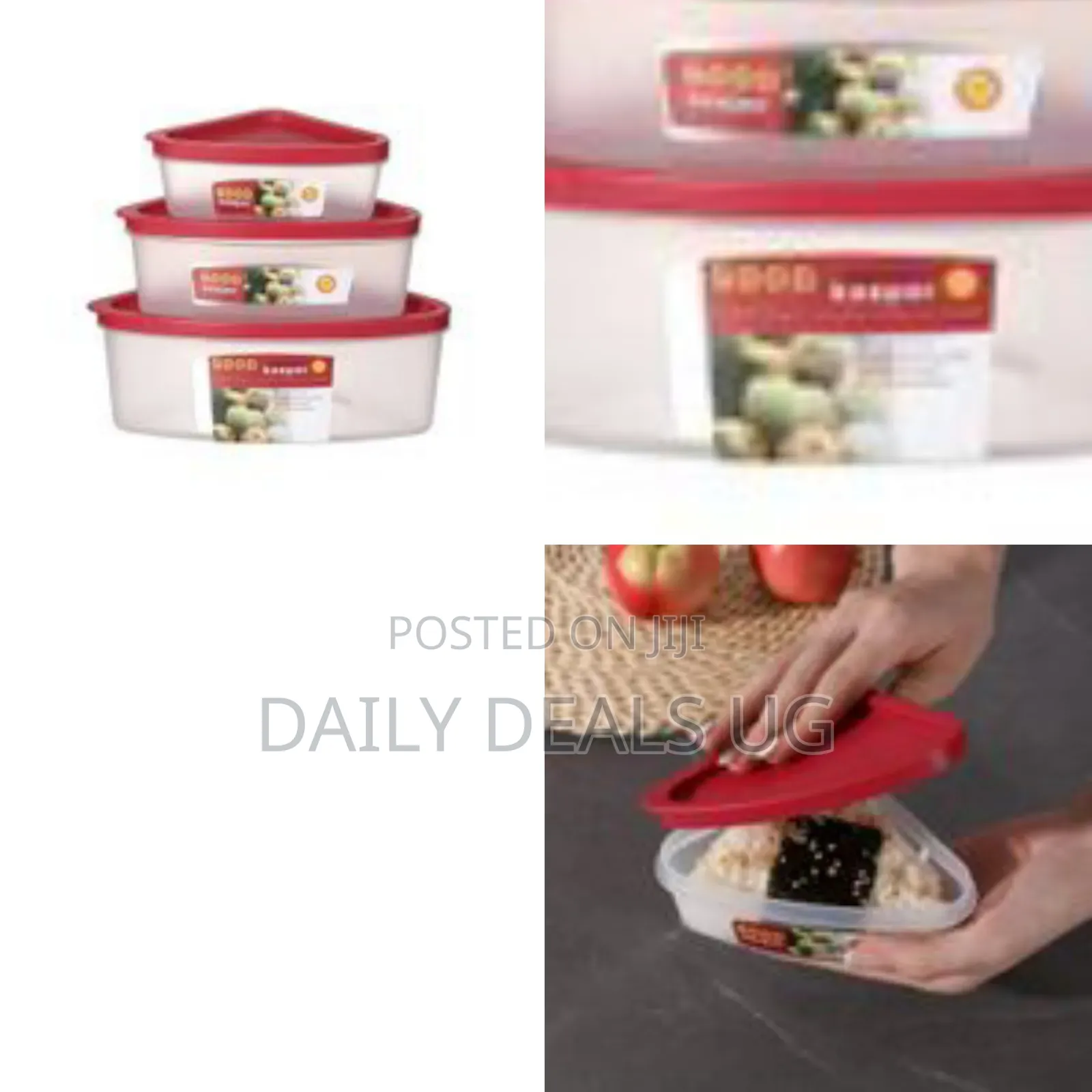 Crisper Box 3-Piece Triangle-Shaped Plastic Food Container Set