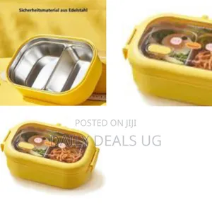 Portable 1000ml Yellow Stainless Steel Insulated Bento Lunch Box