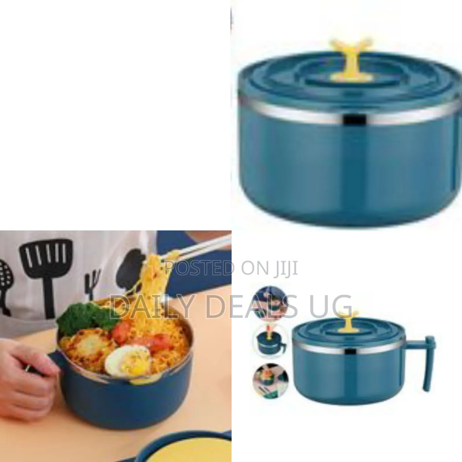 Stainless Steel Instant Noodle Bowl With a Lid and Handle