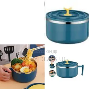 Stainless Steel Instant Noodle Bowl With a Lid and Handle