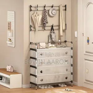 4 Layers Dustproof Shoe Rack With Coat Hangers