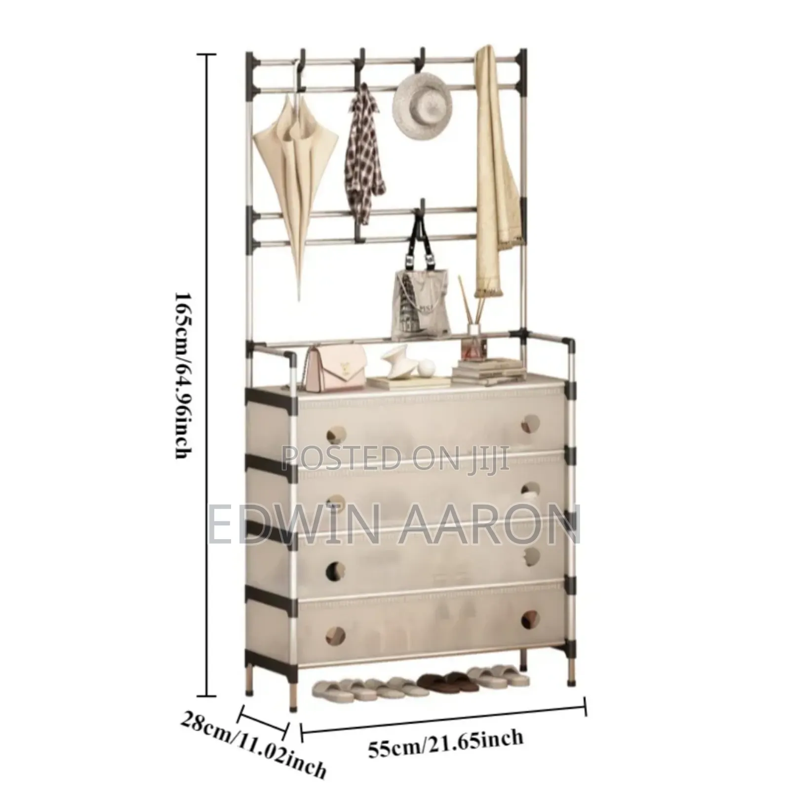 4 Layers Dustproof Shoe Rack With Coat Hangers
