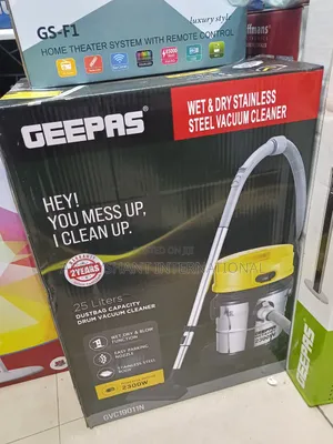 Geepas 25l Wet Dry Stainless Steel Vacuum Cleaner