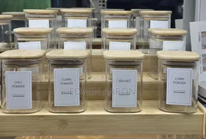 12pcs Glass Spice Jars With Bamboo Stand