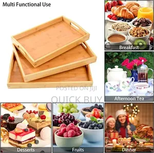 3pcs Rectangular Bamboo Serving Trays
