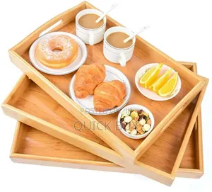 3pcs Rectangular Bamboo Serving Trays