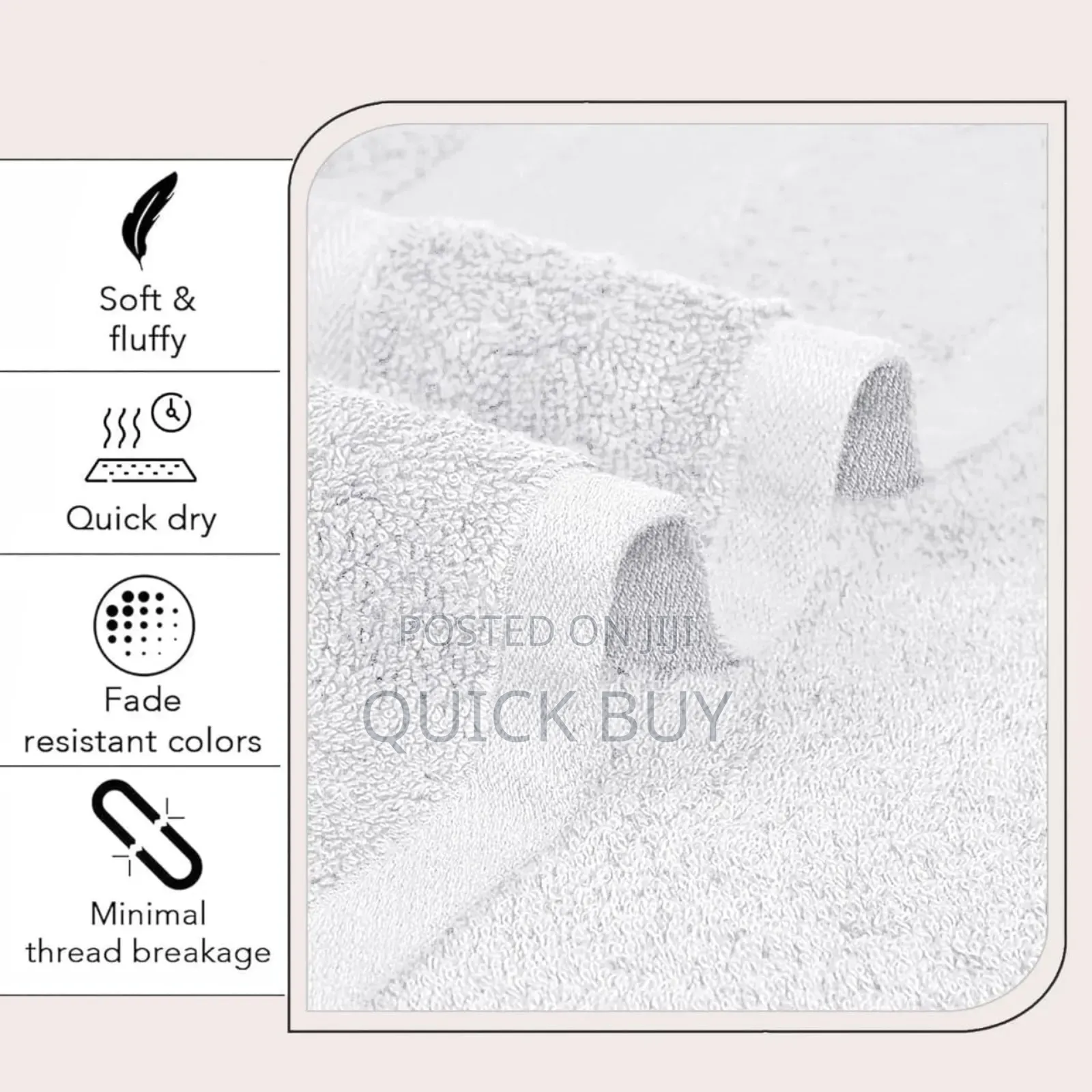 White, Square Cotton Hand Towels or Face Cloths.