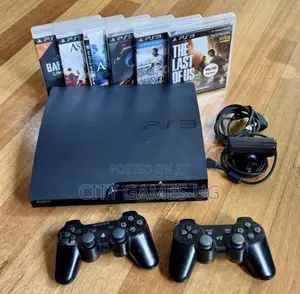 Sony Playstation 3 Ps3 Slim Console 2 W/Controller Cables