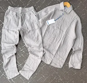 Brown Men's Casual Linen Set