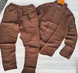 Brown Men's Casual Linen Set