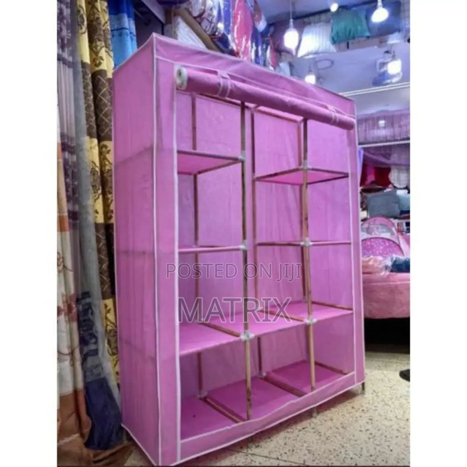 3 Column Wooden Frame Closet Wardrobe