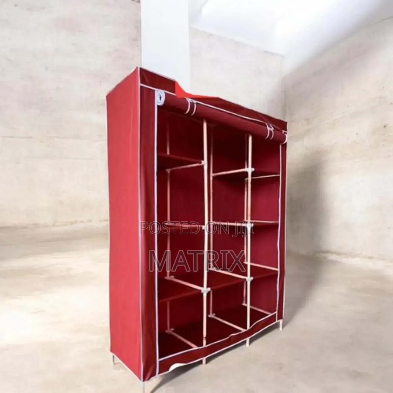 3 Column Wooden Frame Closet Wardrobe