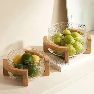 1pc Fruit/Snacks Bowl With Bamboo Stand
