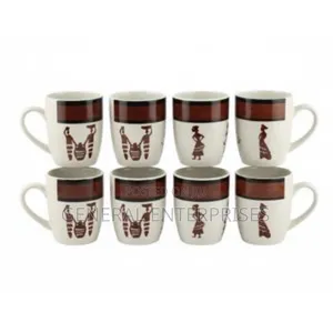 Set of 6 Brown Colored Ceramic Mugs
