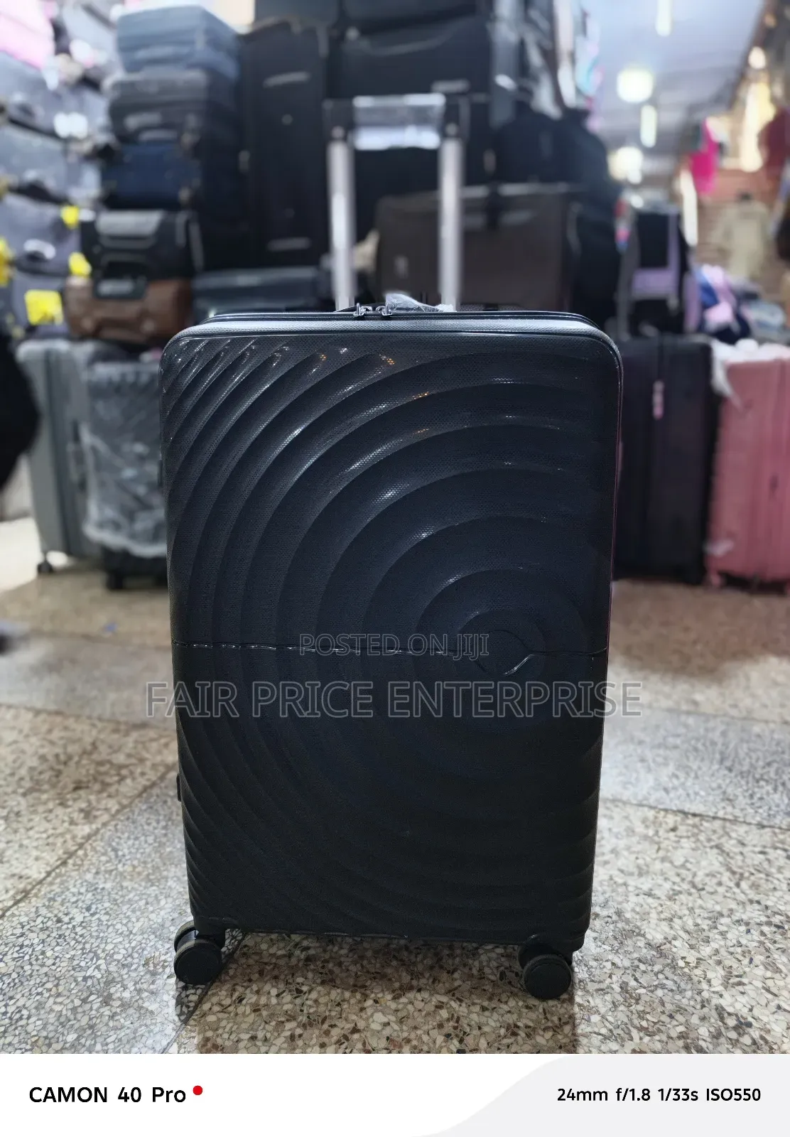 Original Rubber Plastic Suitcase. Medium Size. Black Color