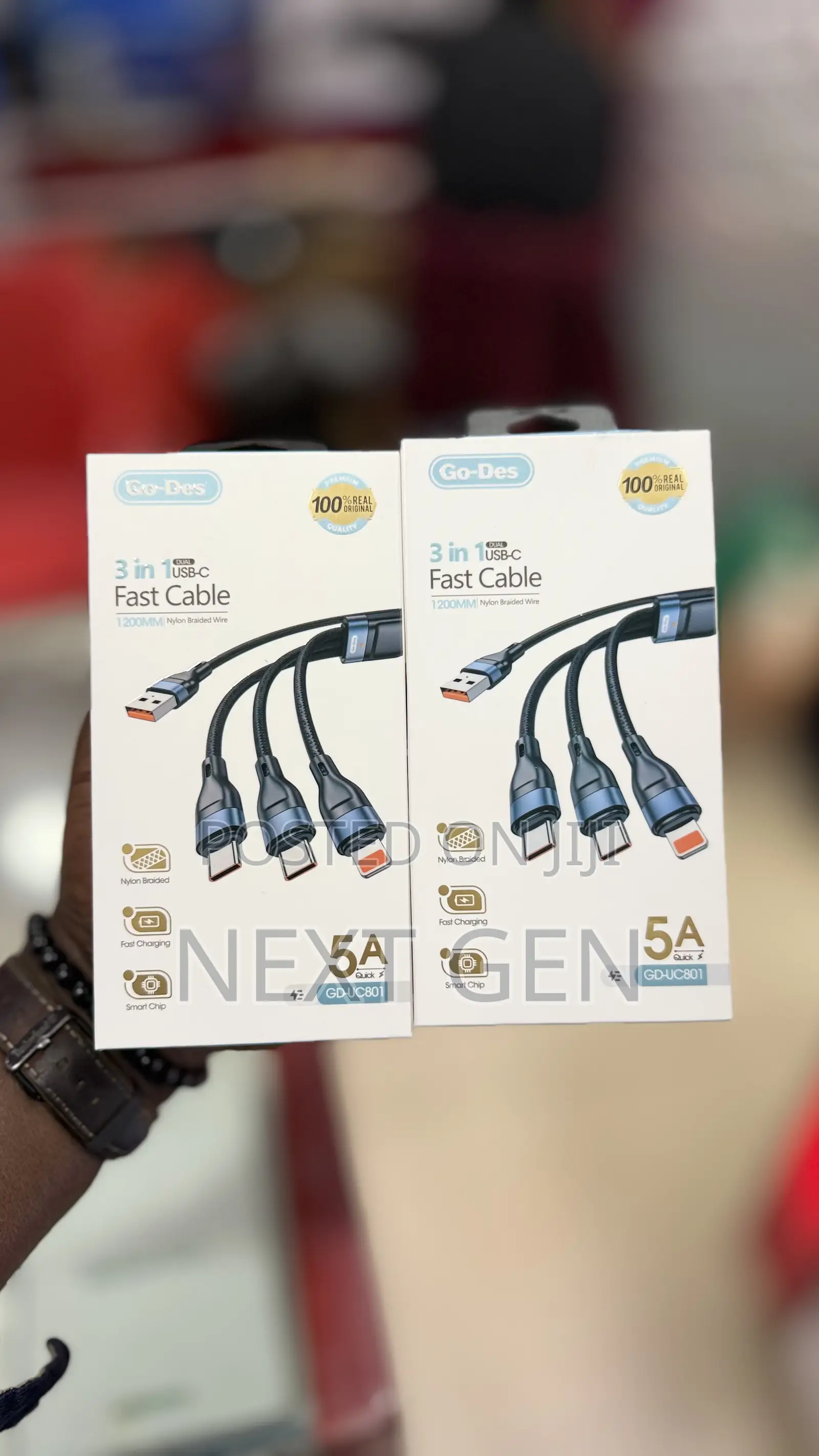 Go-Des Gd-Uc801 3-in-1 Fast Charging Cable.