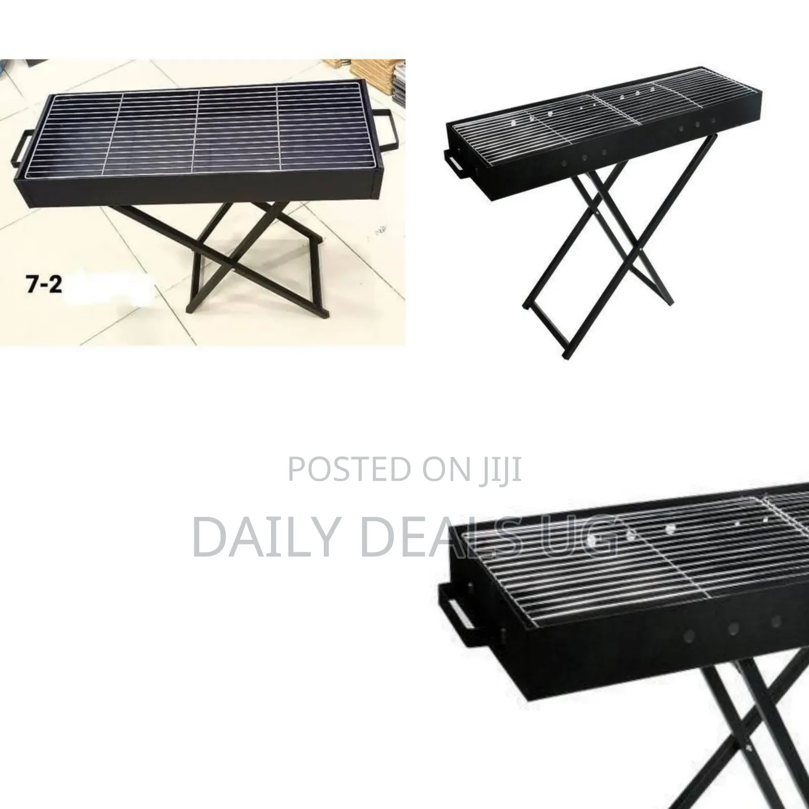 Portable Rectangular Charcoal Barbecue Grill With Folding Stand