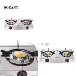 Sokany Compact Two-Burner Stainless Steel Gas Stove - Multicolor