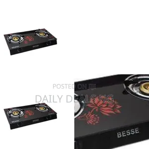 Besse Stylish Two-Burner Gas Stove With Floral Glass Top