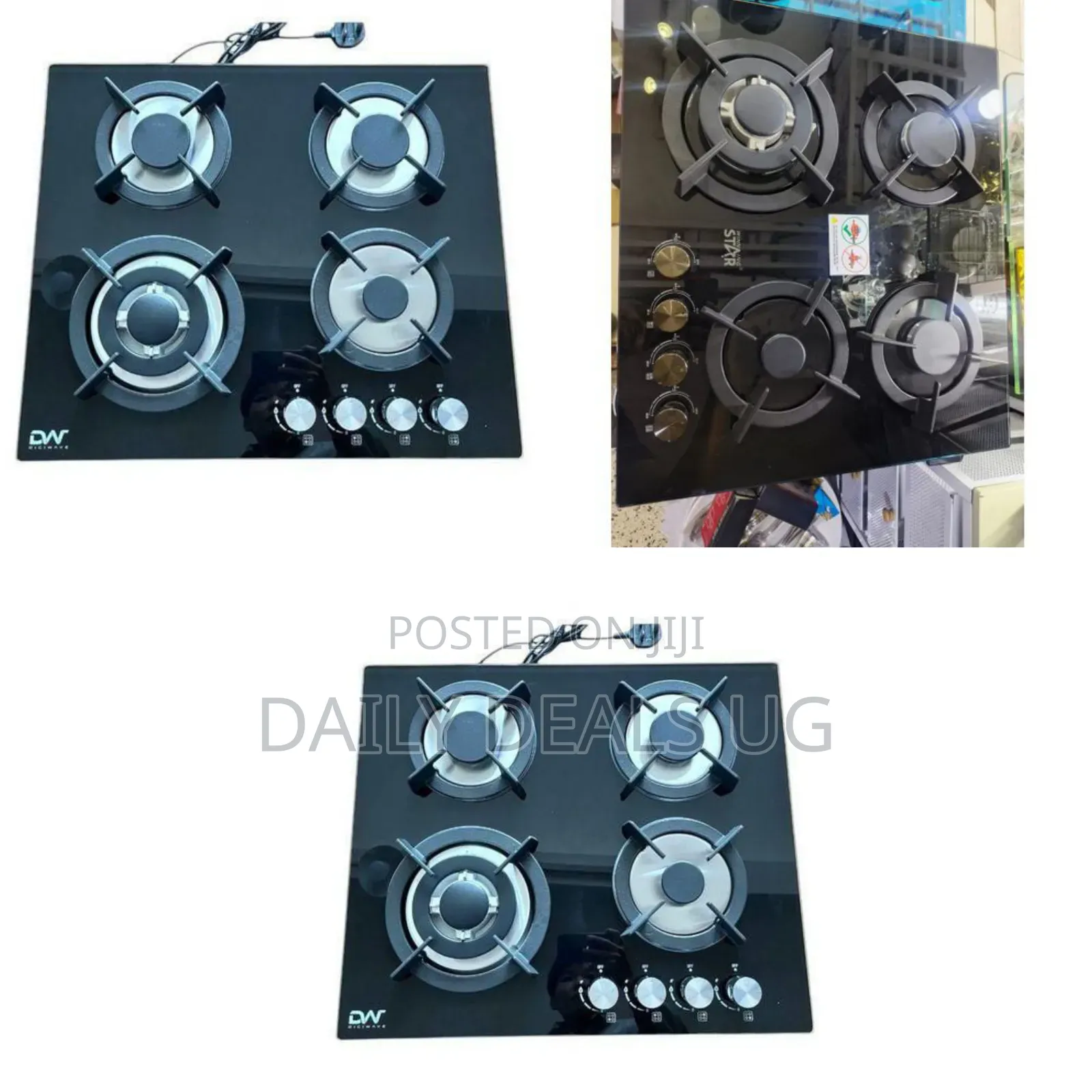 Sleek Tempered Glass 4-Burner Built-in Gas Hob - Multicolor