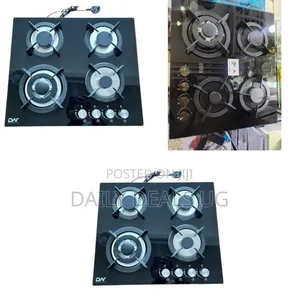 Sleek Tempered Glass 4-Burner Built-in Gas Hob - Multicolor