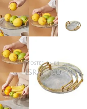 3 Pieces of Round Food Tray Fruit Tea Table Serving Tray Home Desktop