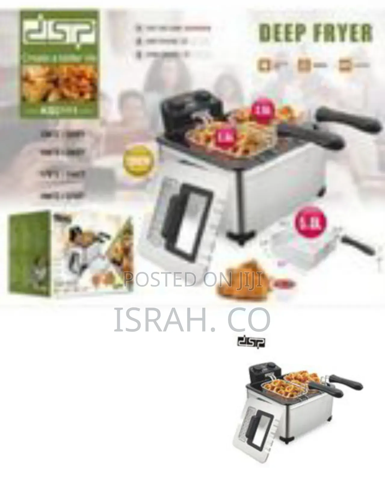 DSP 5.0 L Triple Basket Electric Deep Fryer With 2 Baskets Lids