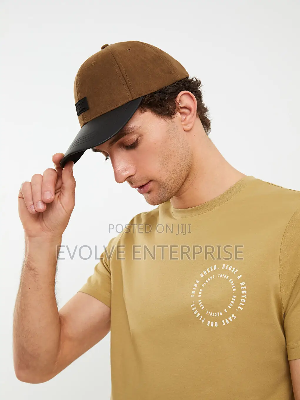 Printed Label Suede Men's Cap Hat