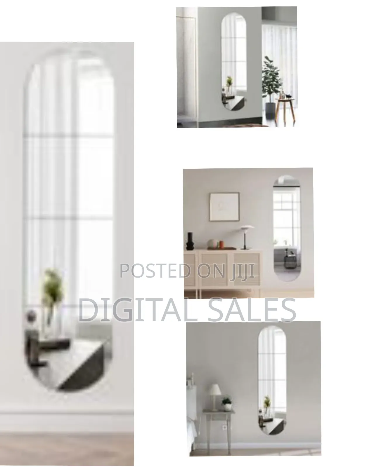 Oval Full Length Mirror Wall Stickers, Removable Square Acrylic Mirror