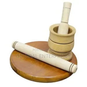 Mortar and Pestle for Grinding Spices and a Rolling Pin for Dough.