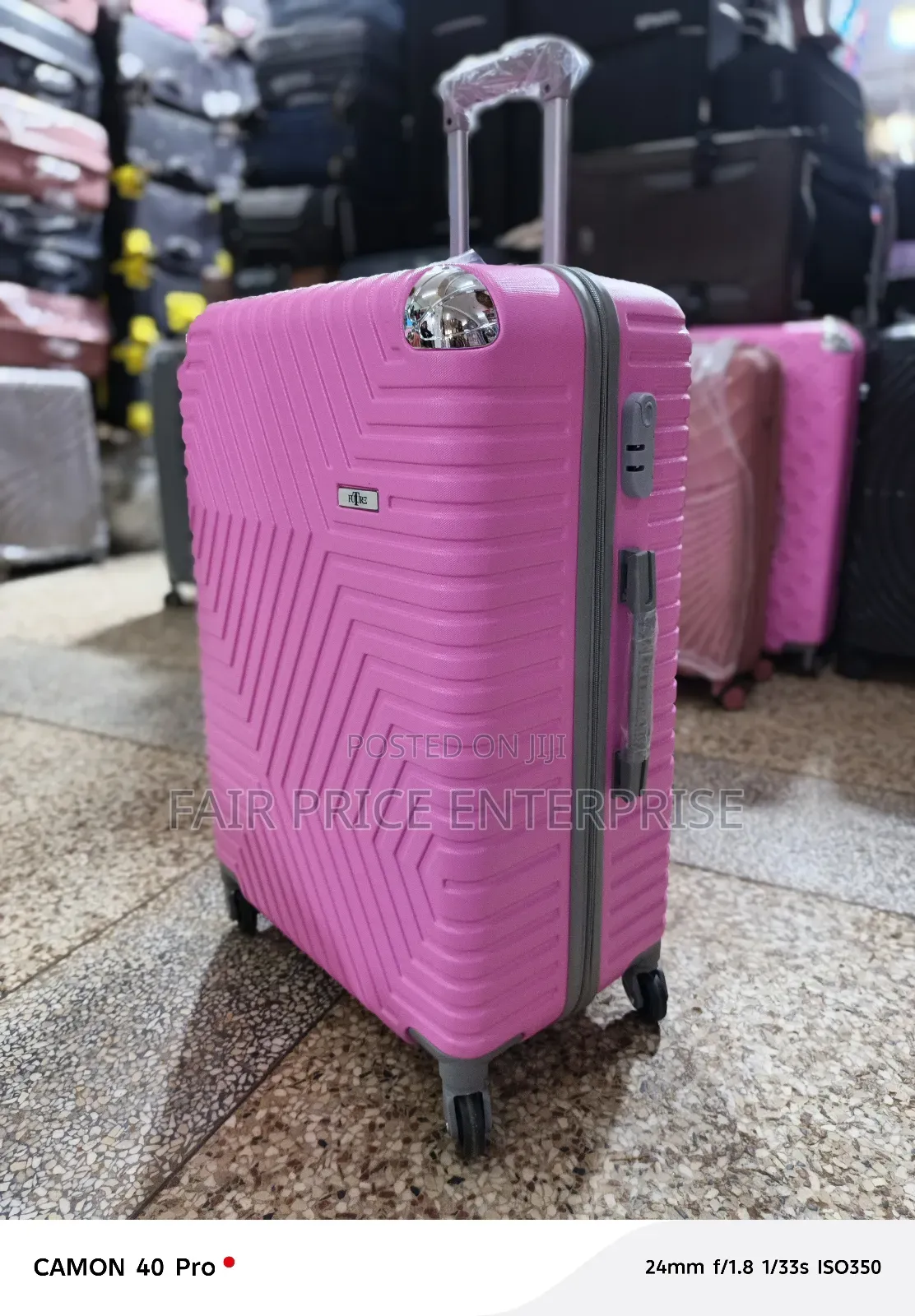 Original Noble Plastic Suitcase. Medium Size. Pink Color