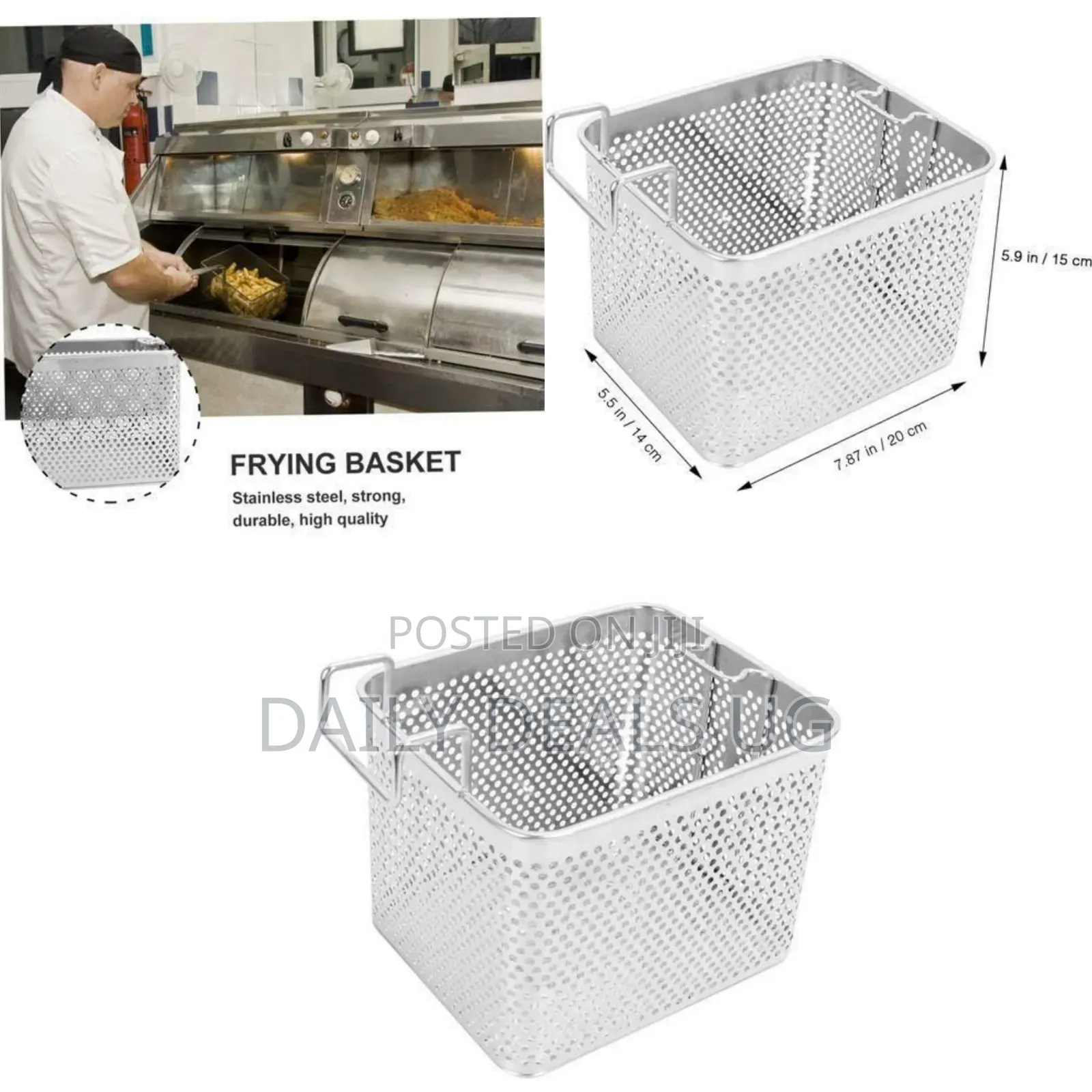 Stainless Steel Deep Fryer / Multi-Use Strainer Basket - Multicolor