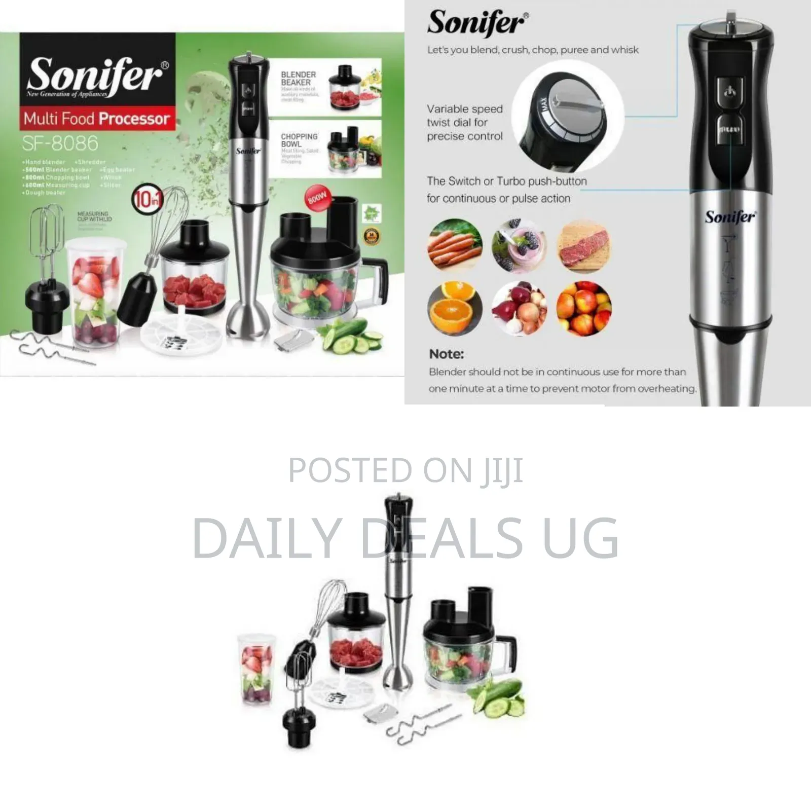 Sonifer Multi Food Processor Hand Blender Set - Multicolor