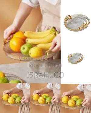 3 Pieces of Round Food Tray Fruit Tea Table Serving Tray