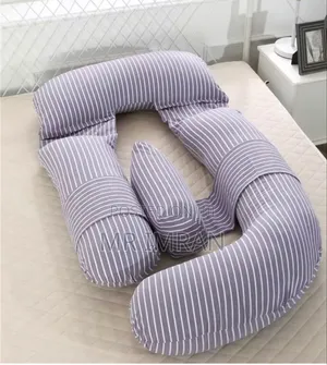 G-Shaped Maternity Pillow With a Striped Pattern