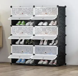 Modular Plastic Wardrobe 12 Cubes, Shoe Rack Mallet