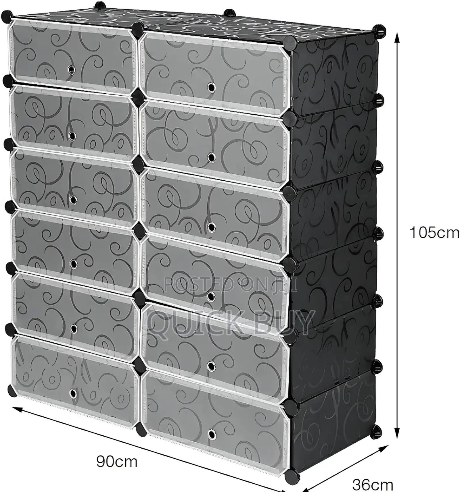 Modular Plastic Wardrobe 12 Cubes, Shoe Rack Mallet