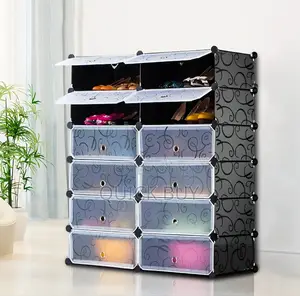 Modular Plastic Wardrobe 12 Cubes, Shoe Rack Mallet