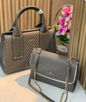 2in1 Grey Quilted Handbag