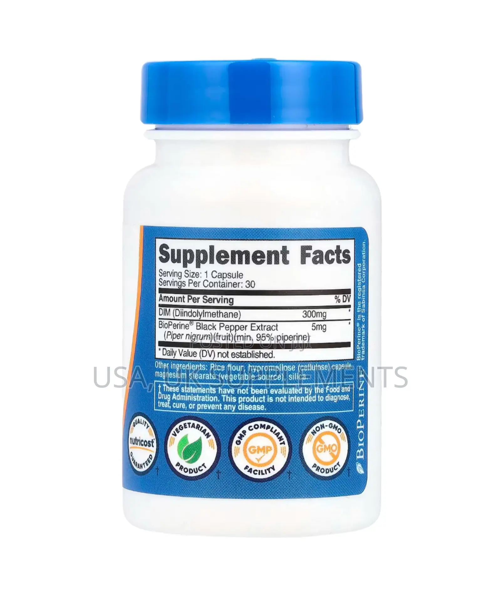 Nutricost Dim(Diindolylmethane) 300mg 30capsules