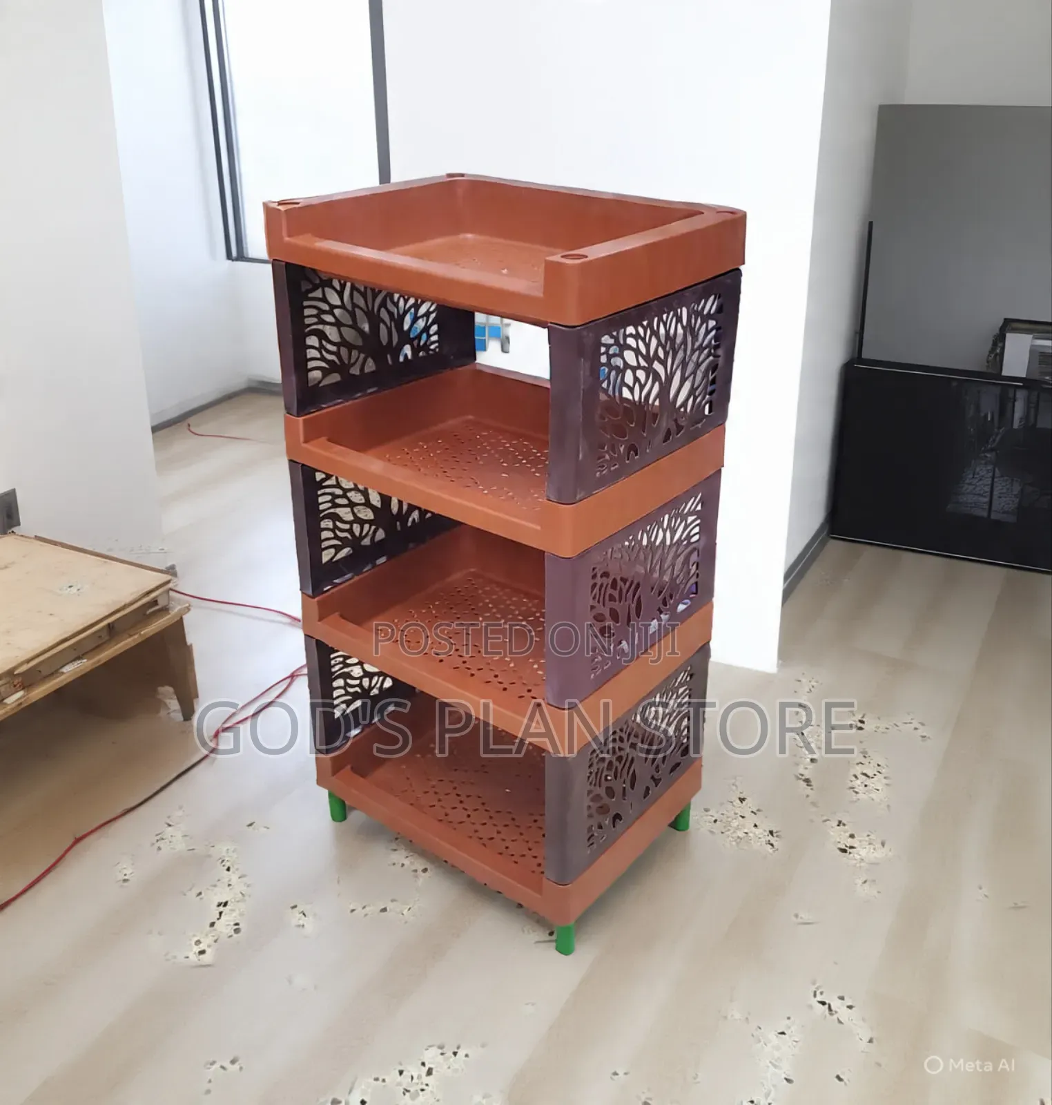 Static Plastic Kitchen Rack Trolley 4 Tier