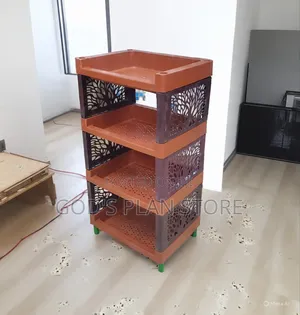 Static Plastic Kitchen Rack Trolley 4 Tier