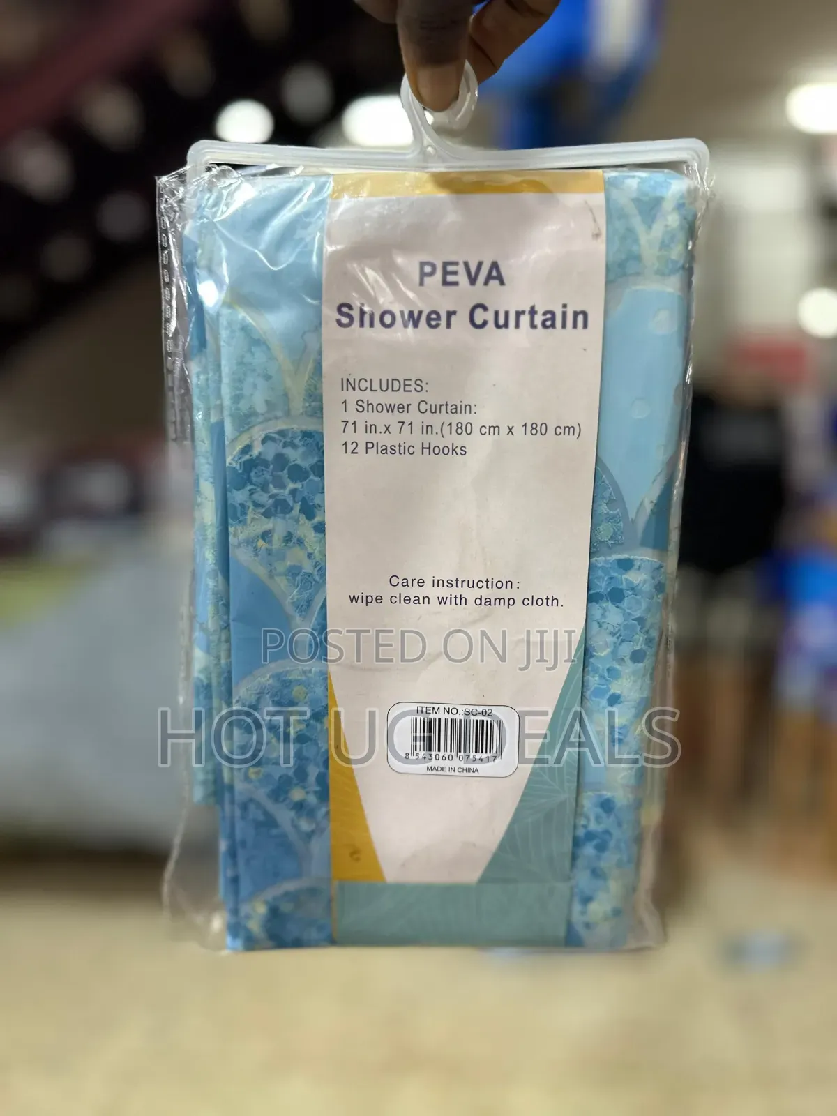 Shower Curtain With Decorative 180cm By 180cm Hooks - Multicolor