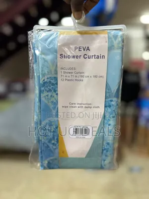 Shower Curtain With Decorative 180cm By 180cm Hooks - Multicolor