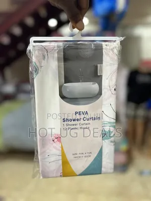 Shower Curtain With Decorative 180cm By 180cm Hooks - Multicolor