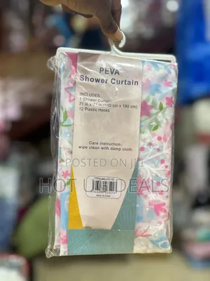 Shower Curtain With Decorative 180cm By 180cm Hooks - Multicolor