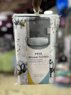 Shower Curtain With Decorative 180cm By 180cm Hooks - Multicolor